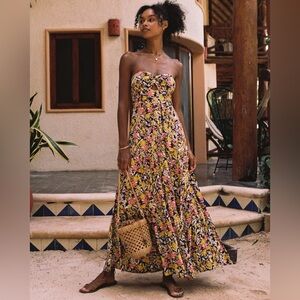 L Space Strapless Floral Alessandra Dress Baskin In Blooms SzSmall